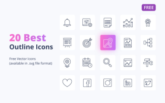20 Free Outline Icons Set