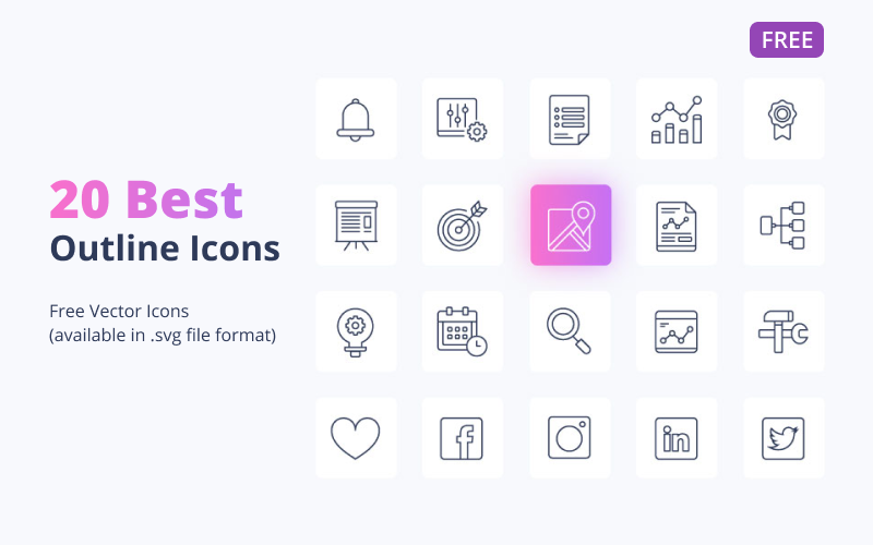 20 Free Outline Icons Set Icon Set