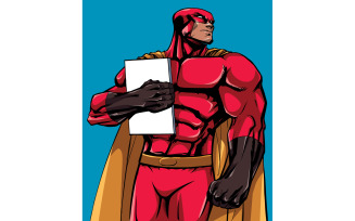 Superhero Holding Book - Illustration