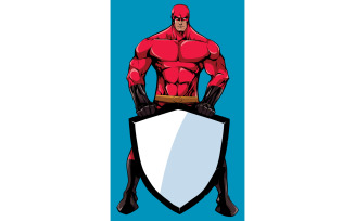 Superhero Holding Shield No Cape - Illustration