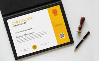 Yellow Certificate of Achievement Certificate Template