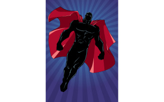 Superhero Flying Ray Light Background Silhouette - Illustration