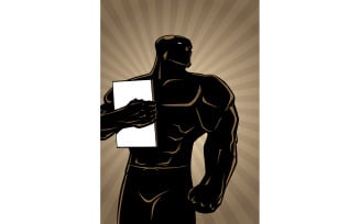 Superhero Holding Book Ray Light Vertical - Illustration