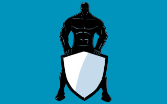 Superhero Holding Shield No Cape Silhouette - Illustration