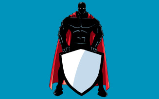 Superhero Holding Shield Silhouette - Illustration