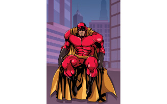 Superhero Sitting in City - Illustration