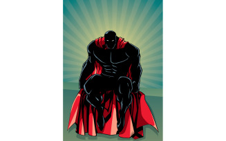 Superhero Sitting Ray Light Silhouette - Illustration