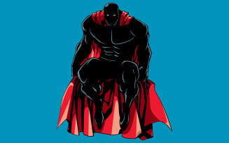 Superhero Sitting Silhouette - Illustration