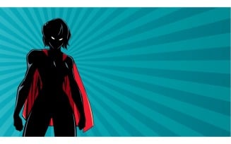 Superheroine Battle Mode Horizontal Silhouette - Illustration