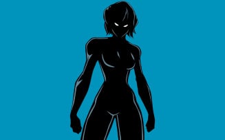 Superheroine Battle Mode No Cape Silhouette - Illustration