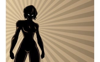 Superheroine Battle Mode Ray Light Silhouette - Illustration