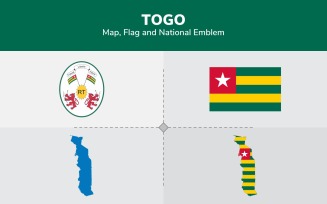 Togo Map, Flag and National Emblem - Illustration