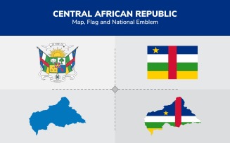 Central African Republic Map, Flag and National Emblem - Illustration