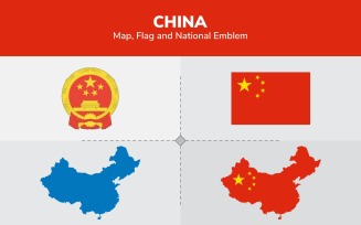 Chain Map, Flag and National Emblem - Illustration