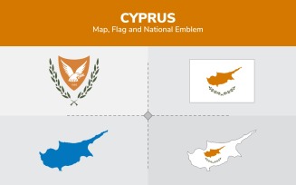Cyprus Map, Flag and National Emblem - Illustration