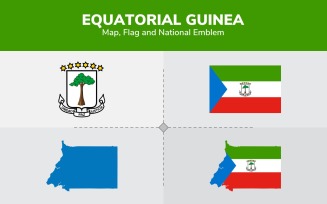 Equatorial Guinea Map, Flag and National Emblem - Illustration