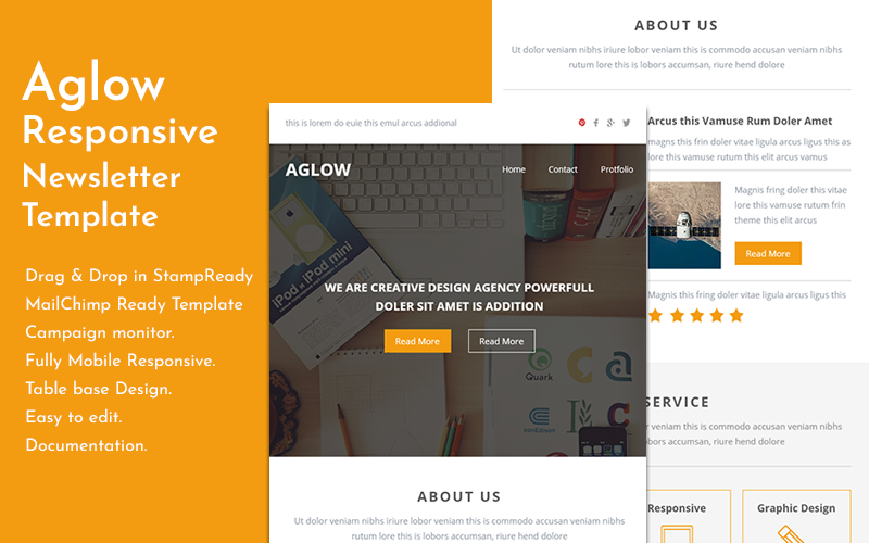 Newsletter šablona "Aglow - Responsive Email Template with Builder" #146031