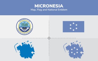 Micronesia Map, Flag and National Emblem - Illustration
