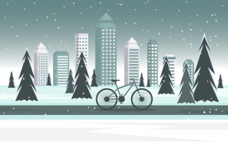 Winter Bike City - Illustration
