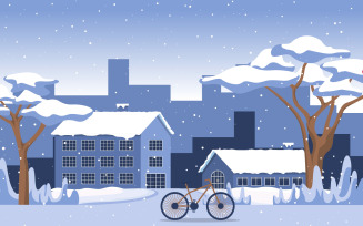 Winter Snow Bike - Illustration