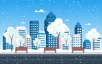 Winter Snow Building - Illustration