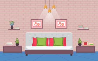 Sleeping Bedroom Interior - Illustration