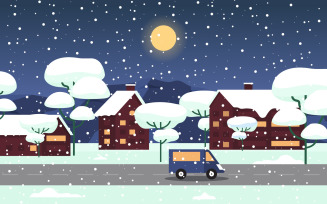 Snow Tree Landscape - Illustration