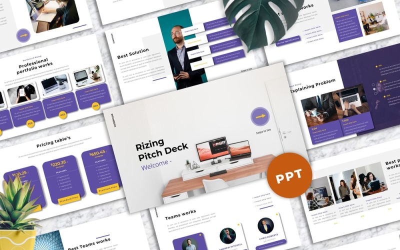 Rizing - Pitch Deck PowerPoint template PowerPoint Template