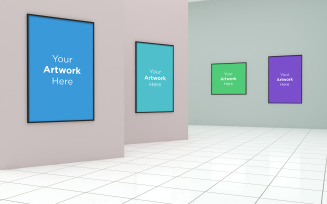 Art Gallery four Frames 3D product mockup
