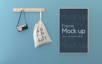 Kids Photo Frame Design with Bag and Camera product mockup