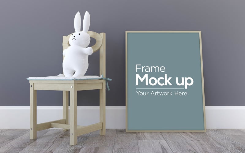 Kids Photo Frame Design with Bunny on Chair product mockup Product Mockup
