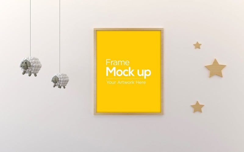 Kids Photo Frame Design with Hanging Sheep product mockup Product Mockup