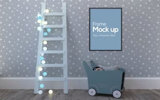 Kids Photo Frame Design with Ladder Lights and Trolley product mockup