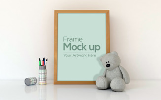 Kids Photo Frame Design with Teddy Bear product mockup