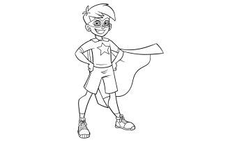 Little Super Boy Line Art - Illustration