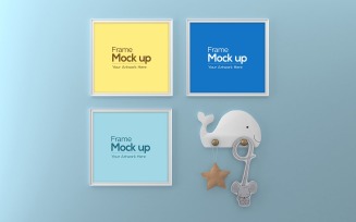 Three kids Photo Frame Design with Fish Hanger product mockup