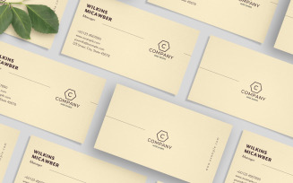 Business Card Layout with Pale Yellow Accents - Corporate Identity Template
