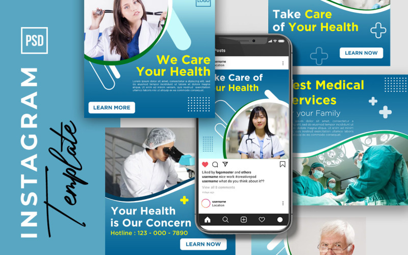 Instagram Post And Story Medical Service Template for Social Media