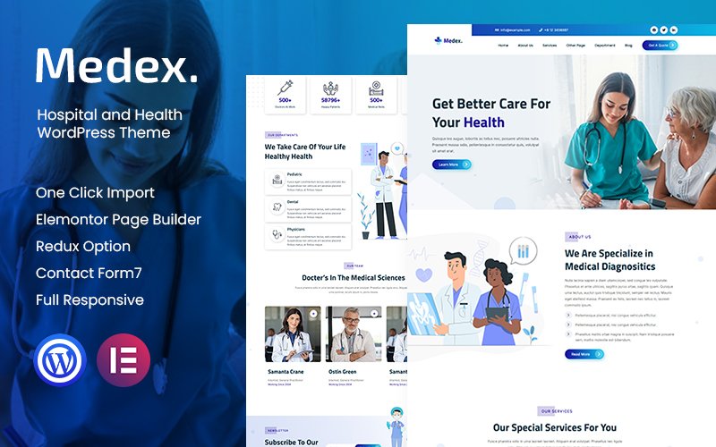 Medex - Hospital and Health WordPress Theme Tema WordPress №146669