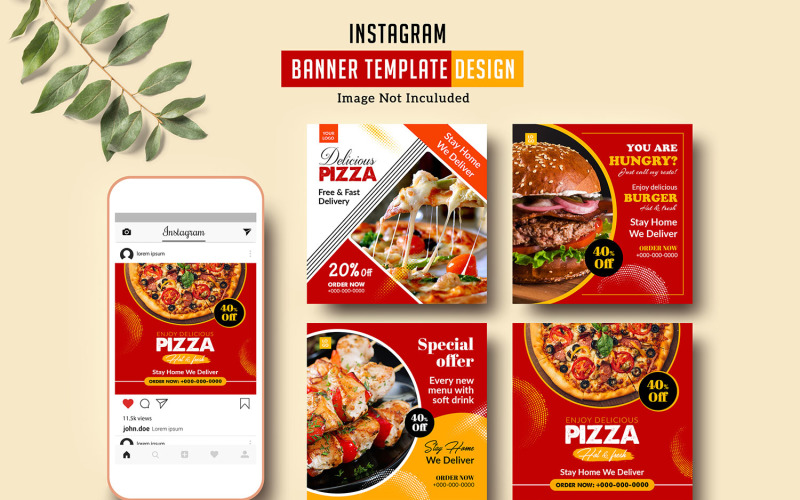Restaurant Instagram Promotional Banner Social Media Template