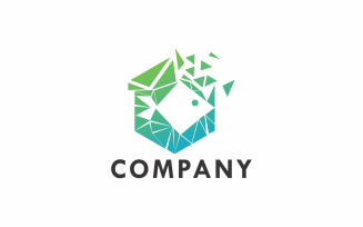 Hexagon Fish digital Logo Template