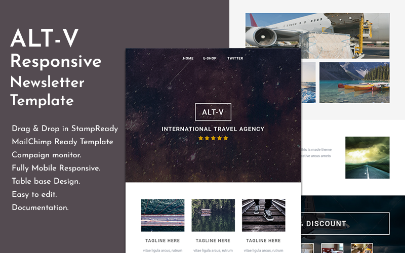 Responzivní Newsletter šablona "Altv - Travel Responsive Email" #146791