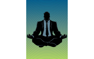 Businessman Meditating Background Silhouette - Illustration