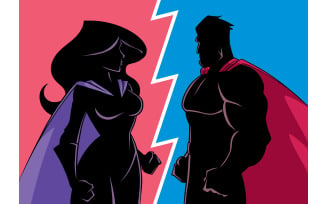 Hero versus Heroine Silhouette - Illustration