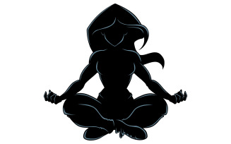 Meditating Woman Silhouette - Illustration