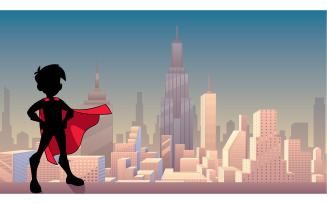 Super Boy City Silhouette - Illustration