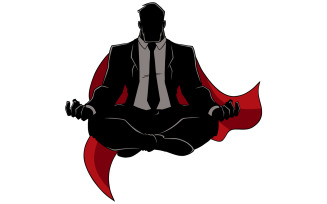 Super Businessman Meditating Silhouette - Illustration