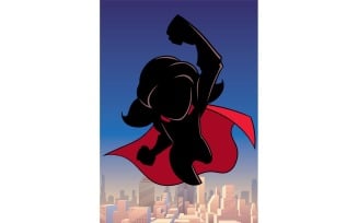 Super Girl Flying Sky Silhouette - Illustration