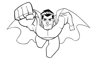 Superhero Coming at You Line Art - Illustration