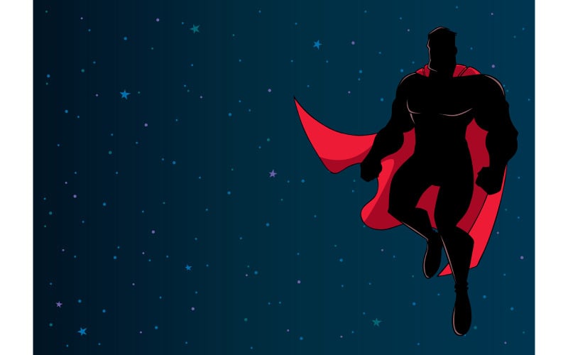 Superhero Flying in Space Silhouette - Illustration